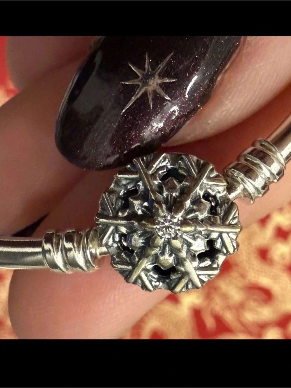 Pandora Silver Bangle Bracelet with Snowflake Charm
